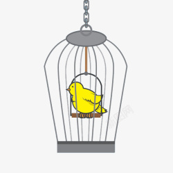吊起鸟笼里的黄鸟素材
