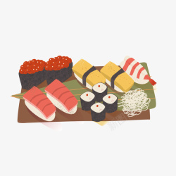 扁平化食物下锅彩色寿司美食元素矢量图高清图片