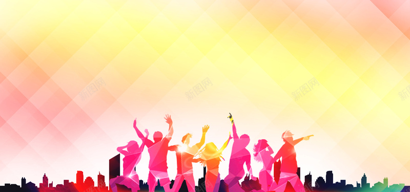 教育培训扁平彩色banner背景psd设计背景_88icon https://88icon.com 众人 培训 教育 橙色 狂欢 玫红色 粉色 红色 绿色 黄色