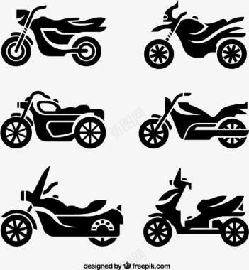 交通工具时尚摩托车剪影矢量图图标图标