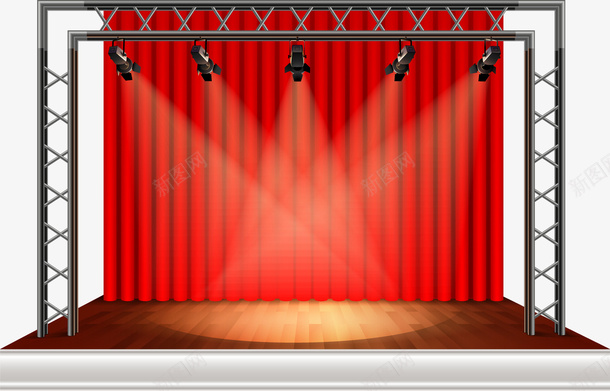 简约版的舞台搭建png免抠素材_88icon https://88icon.com 卡通手绘 灯光 简约舞台 红色舞台 舞台 舞台铁架 装饰图