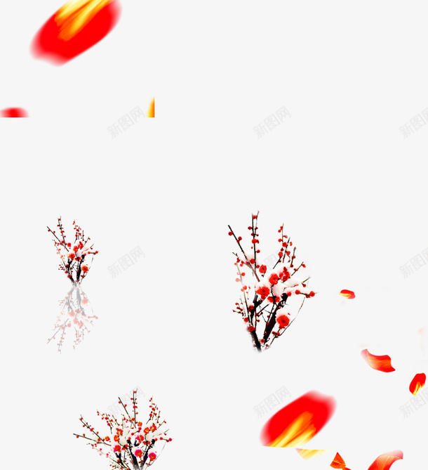 冬季装饰psd免抠素材_88icon https://88icon.com 梅花 海报元素 红包 装饰 钱 雪