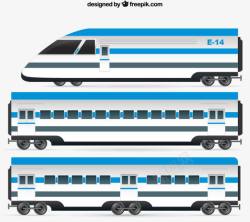 高速列车蓝色火车车头和车厢矢量图高清图片