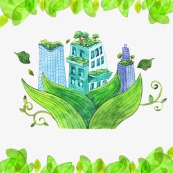 环保城市建设手绘环保插画高清图片