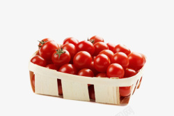 实物新鲜红色一盒樱桃番茄素材