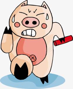 卡通猪蹄奔跑的小猪高清图片