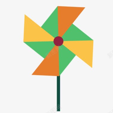 鸭子玩具扁平化风车图标图标