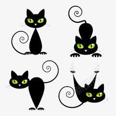 卡通猫咪png免抠素材_88icon https://88icon.com 动物 卡通 可爱 好动的猫咪 扁平化 手绘 活泼的黑猫 猫咪 猫咪动作大全 猫咪表情 简笔画 螺旋猫尾巴 金眼黑猫 黑猫简笔画 黑色