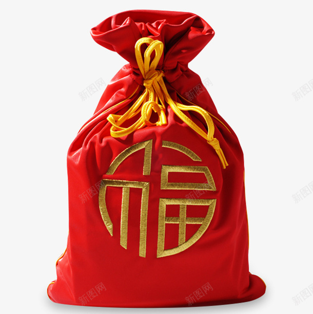 红色福字喜庆包装袋png设计背景_88icon https://88icon.com 包装袋 喜庆 新年礼物 礼品 福字 福袋 红色