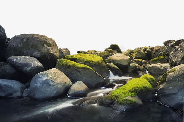 河流石头png免抠素材_88icon https://88icon.com 堆石块 水流 河流 石头 简图 绿色的 青苔
