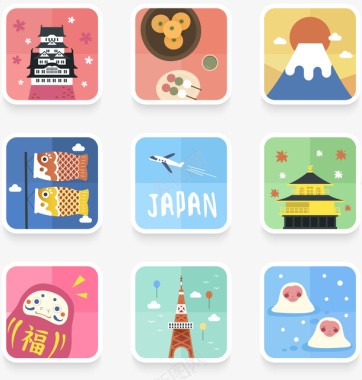 日本精美日本特色文化卡片矢量图图标图标