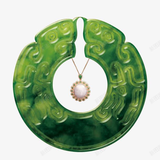 翡翠上的珍珠吊坠png免抠素材_88icon https://88icon.com 产品实物 玉器 绿色玉石 绿色翡翠 项链