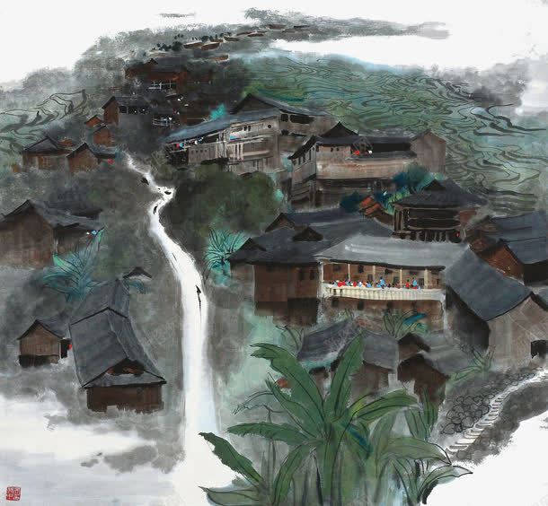 水墨画png免抠素材_88icon https://88icon.com 古代画 房子 水墨画山水 风景水墨画