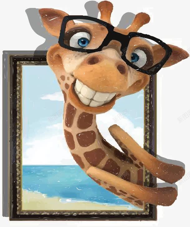 偷看的麋鹿png免抠素材_88icon https://88icon.com 偷偷的看 偷看表情 可爱的长颈鹿 好奇探索 微笑 戴眼镜 有知识 猎奇 画册