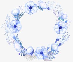 素雅蓝色蓝色水彩手绘花环高清图片