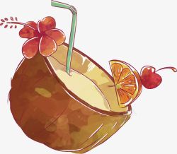新鲜椰汁水果捞素材
