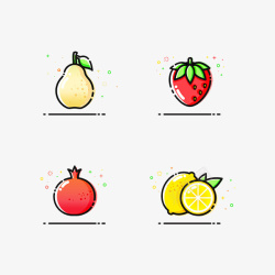 木瓜草莓梨子美味的四个水果MBE风格高清图片