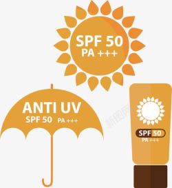 太阳伞矢量物理防晒化学防晒矢量图高清图片