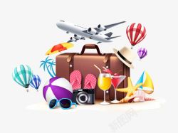 开心气球海岛旅游物品装饰高清图片
