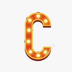 数字字母字母C霓虹灯字体素材