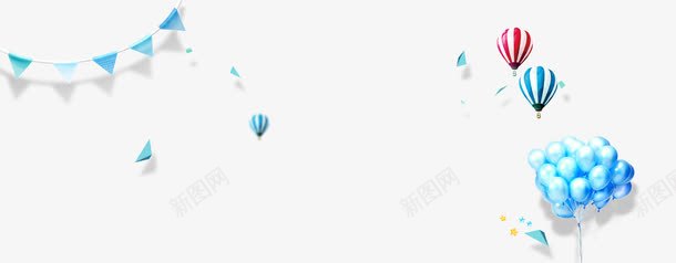 banner背景png免抠素材_88icon https://88icon.com 几何图形 拉旗 气球 热气球 蓝色