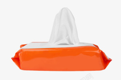 橙色塑料包装的湿纸巾实物素材
