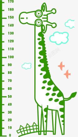 儿童身高尺绿色长颈鹿高清图片