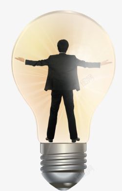 企业文化态度站在灯泡里背影高清图片