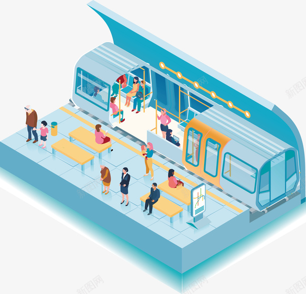 一个蓝色地铁场景png免抠素材_88icon https://88icon.com 一个场景 地铁场景 场景PNG 蓝色 蓝色场景