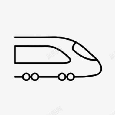 高速列车线条火车剪影图标图标