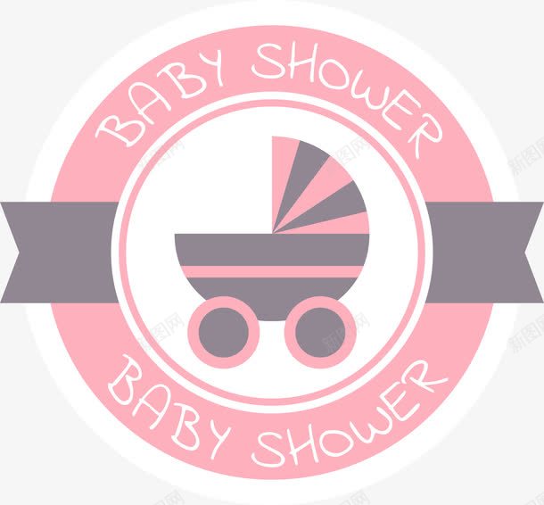 粉色baby标签png免抠素材_88icon https://88icon.com 优质标签 刚出生的孩子 婴儿车 粉色 装饰图案
