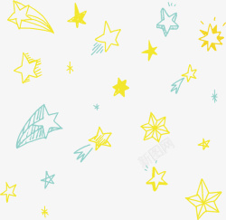 黄绿色星星花纹矢量图素材