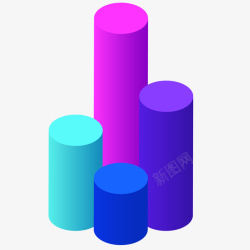 几何体图表PPT彩色圆柱图表立体插画矢量图高清图片