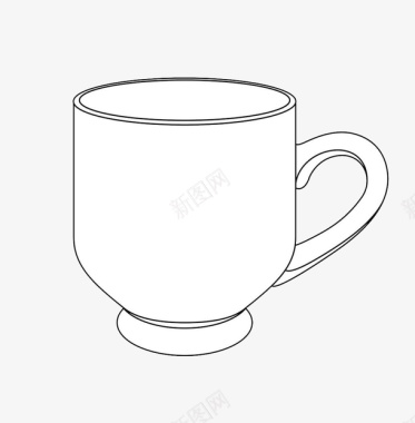 手绘线条咖啡杯热水杯图标图标