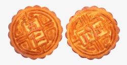 两个刻着五仁中文字体的月饼素材