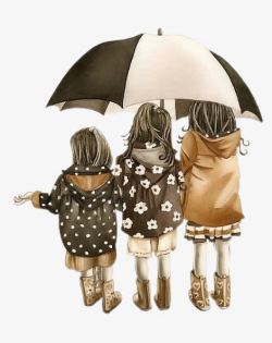 雨伞下的鸟儿们2017雨伞下的三姐妹高清图片