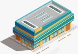 卡通房背景清新体育馆3D地标建筑模型房矢高清图片