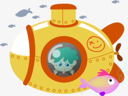 衣橱里的小孩潜水艇里的小孩矢量图高清图片