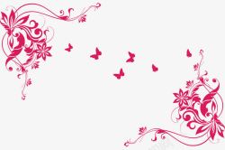 粉色优雅线条对角花纹边框素材