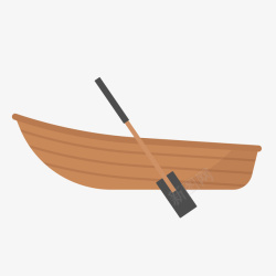 一条扁平化的木制小船矢量图素材