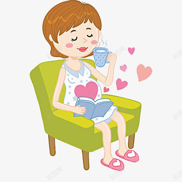 喝水的女人png免抠素材_88icon https://88icon.com 书本 卡通 女人 手拿水杯 椅子 水杯 漂亮的 红心 绿色的