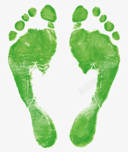 路过绿色墨水绘制的带裂纹脚印高清图片