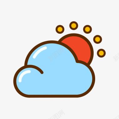 彩色云朵热气球彩色手绘多云天气元素图标图标