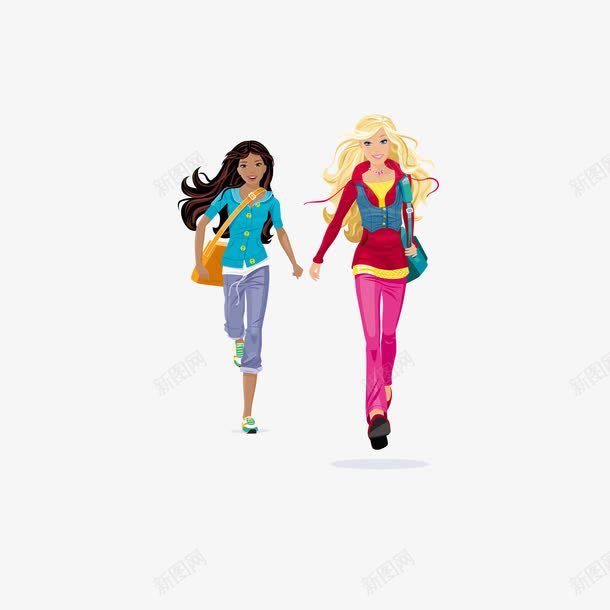 跑步的俩个女孩两人同行png免抠素材_88icon https://88icon.com 两个人 两人同行 出行 散步 旅行 海报设计底纹 跑步的俩个女孩 逛街