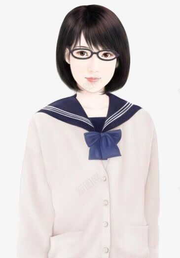 戴眼镜的短发水手服女学生png免抠素材_88icon https://88icon.com 学生 水手 眼镜 短发