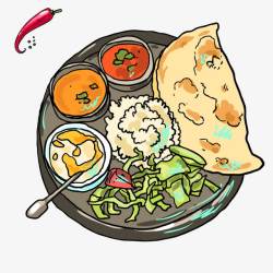 美味泰国咖喱料理插画素材