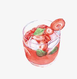 草莓杯装果汁素材