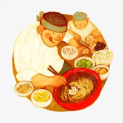 卡通面条美食素材