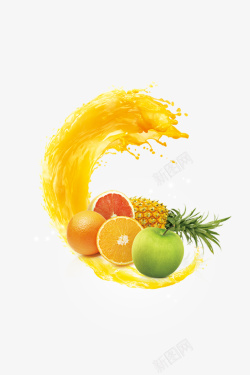 夏季水果种类橙汁菠萝素材