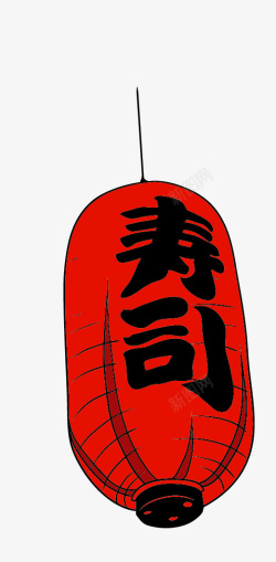 红色简约寿司灯笼装饰图案素材